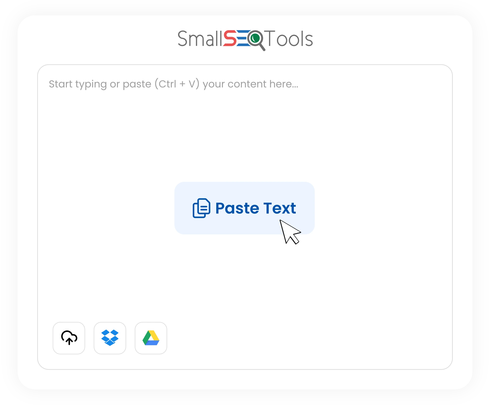 Upload your document or paste text into the input box.